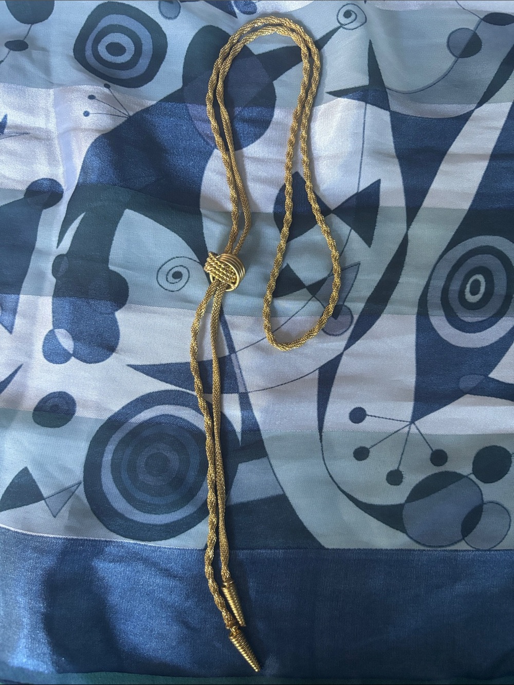 Gold rope adjustable bolo necklace